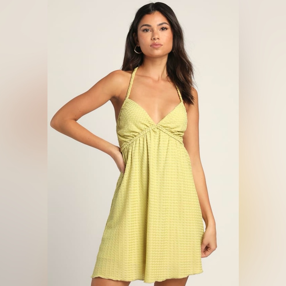 Love Like Yours Green Textured Empire Waist Mini Dress